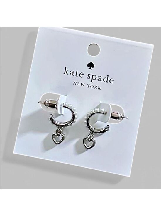 kate spade Jewelry - Kate Spade Pearl Huggie Hoop earrings-silver-New